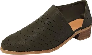 Cathalem Booties for Women Casual Slip On Loafers Pointed Toe Chunky Block Low Heel Shoes Cut out Office Dress Casual Booties