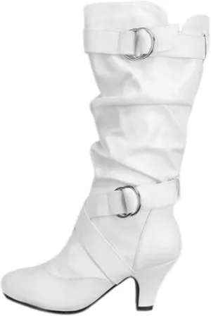 Cathalem Booties for Women Leather Boots Sexy Mid Calf Boots for Women Dressy Round Toe High Heel Mid Calf Boots with Zipper