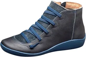 Cathalem Boots for Women 2024, Premium Orthopedic Ankle Boots Arch Support Leather Comfortable Side Zip Wedge Booties