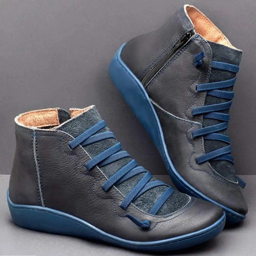 Cathalem Boots for Women 2024, Premium Orthopedic Ankle Boots Arch Support Leather Comfortable Side Zip Wedge Booties
