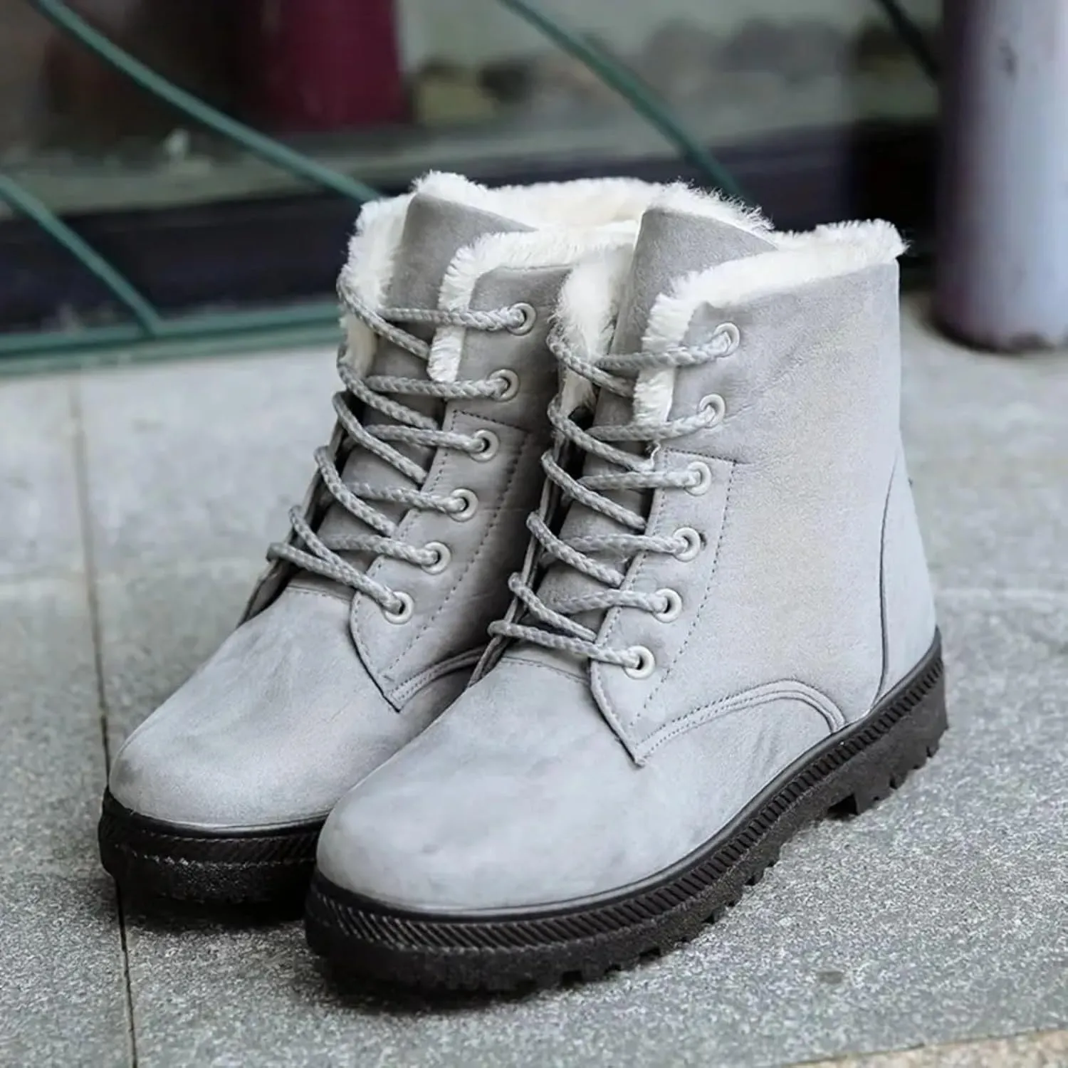 Cathalem Snow Boots for Women Lining Classic Water Resistant Anti-Slip Warm Winter Booties Slip On Short Ankle Boots