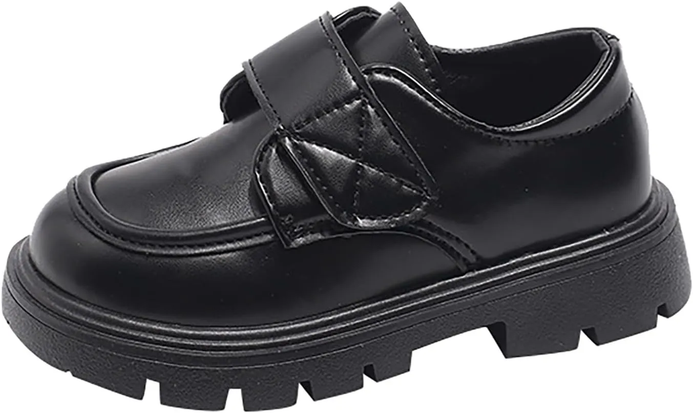 Chunky Loafers for Girl Toddler Dress Shoes Platform Heel Leather Flats Round Toe Girls School Uniform Slip On Shoes