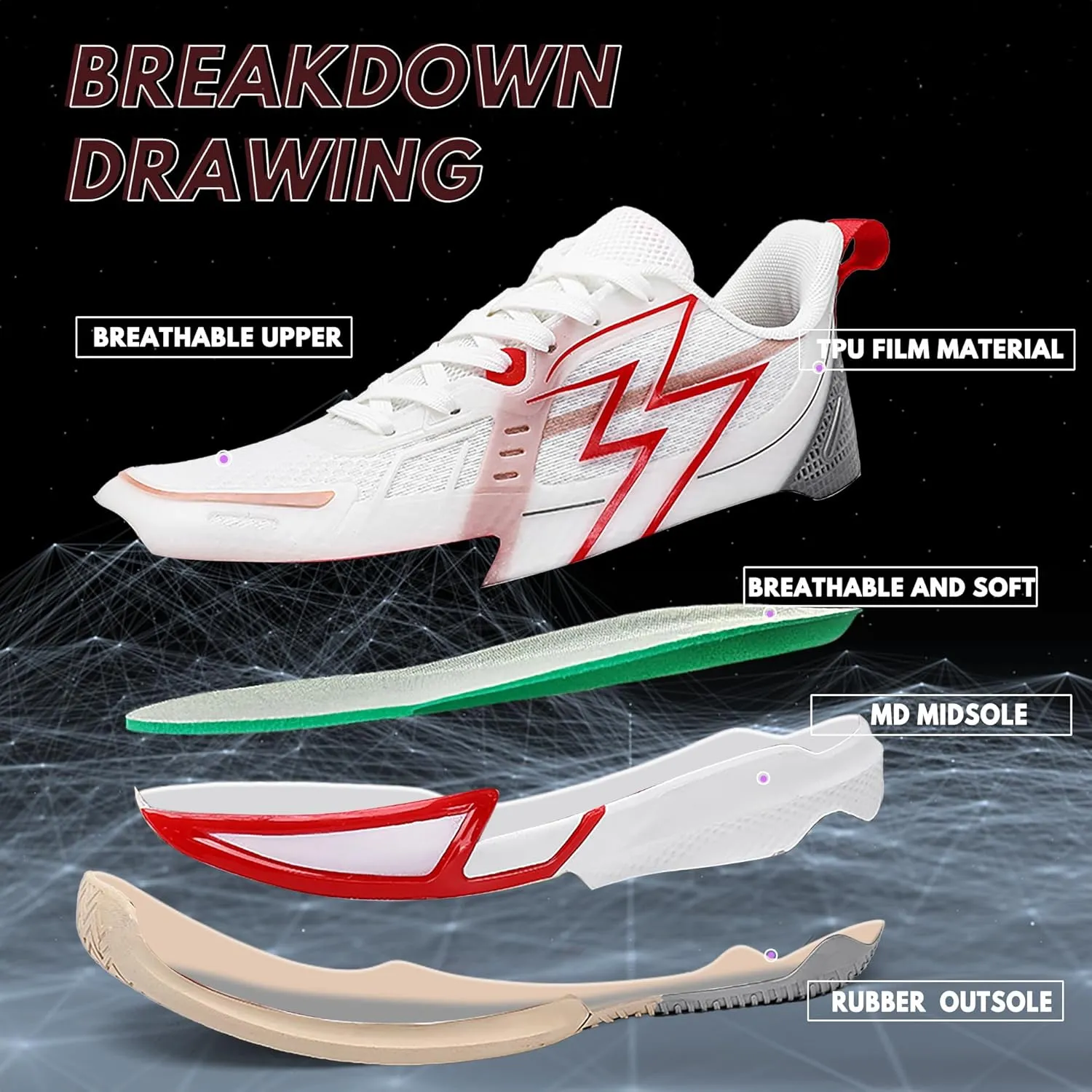 CJSPORX Men Women Basketball Shoes Breathable Non Slip Outdoor Fashion Sneakers