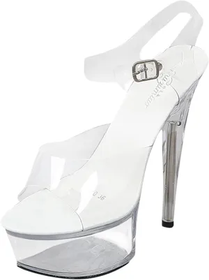 Clear Heels for Women Platform Heeled Stiletto Sandals Round Open Toe Slip on Heels Sexy Party High Heels Slippers
