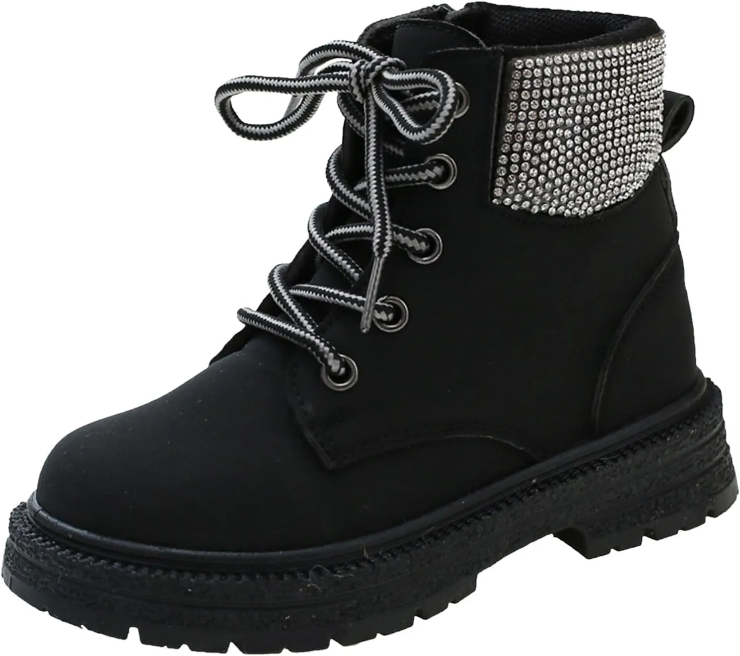 Combat Ankle Boots Kids Girls Dress Booties Platform Chunky Block Heel Boots Side Zipper Combat Shoes Snow Boots