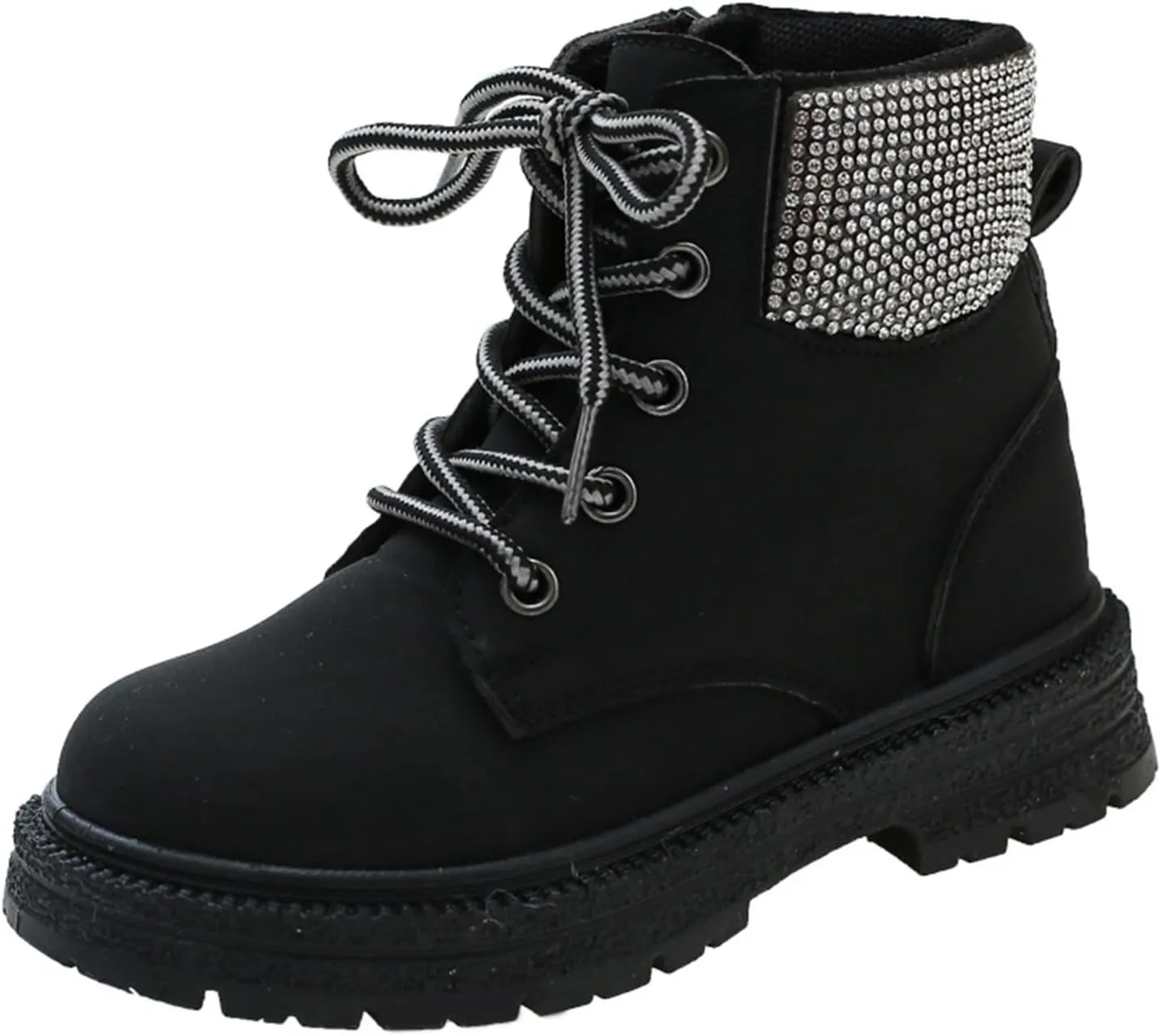 Combat Ankle Boots Kids Girls Dress Booties Platform Chunky Block Heel Boots Side Zipper Combat Shoes Snow Boots