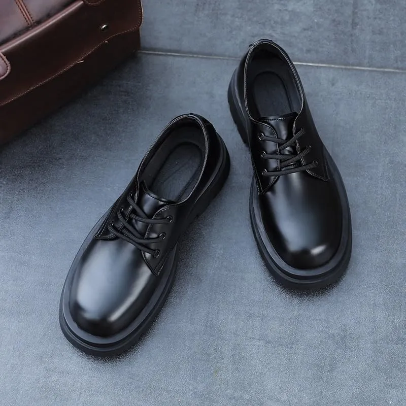 Contemporary Men's Elastic Slip-On Derby Shoes - Smooth Calfskin Upper for Quick Business Trips & Meetings