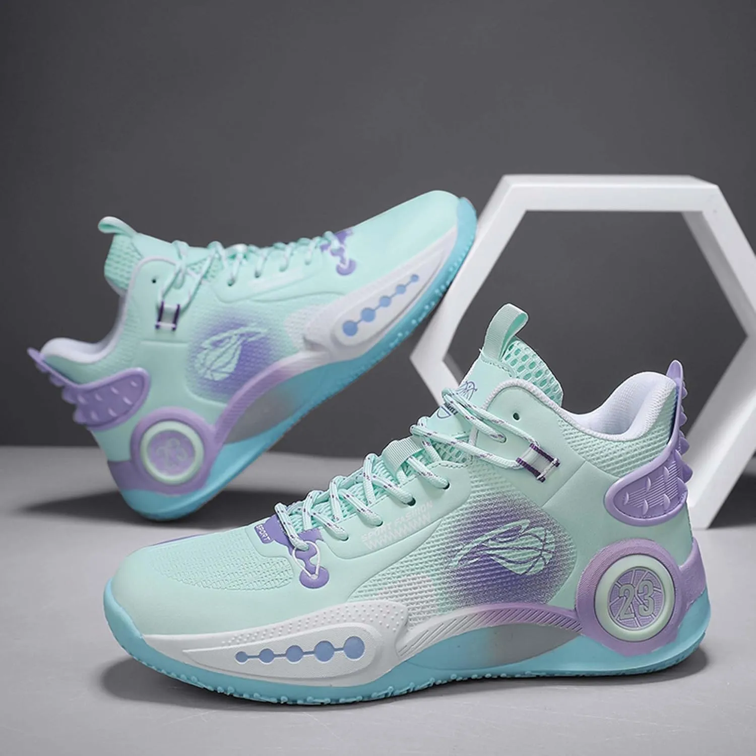 Cool Colored Lace Up Basketball Shoes for Men Women, Comfortable Backpack Hiking Shoes