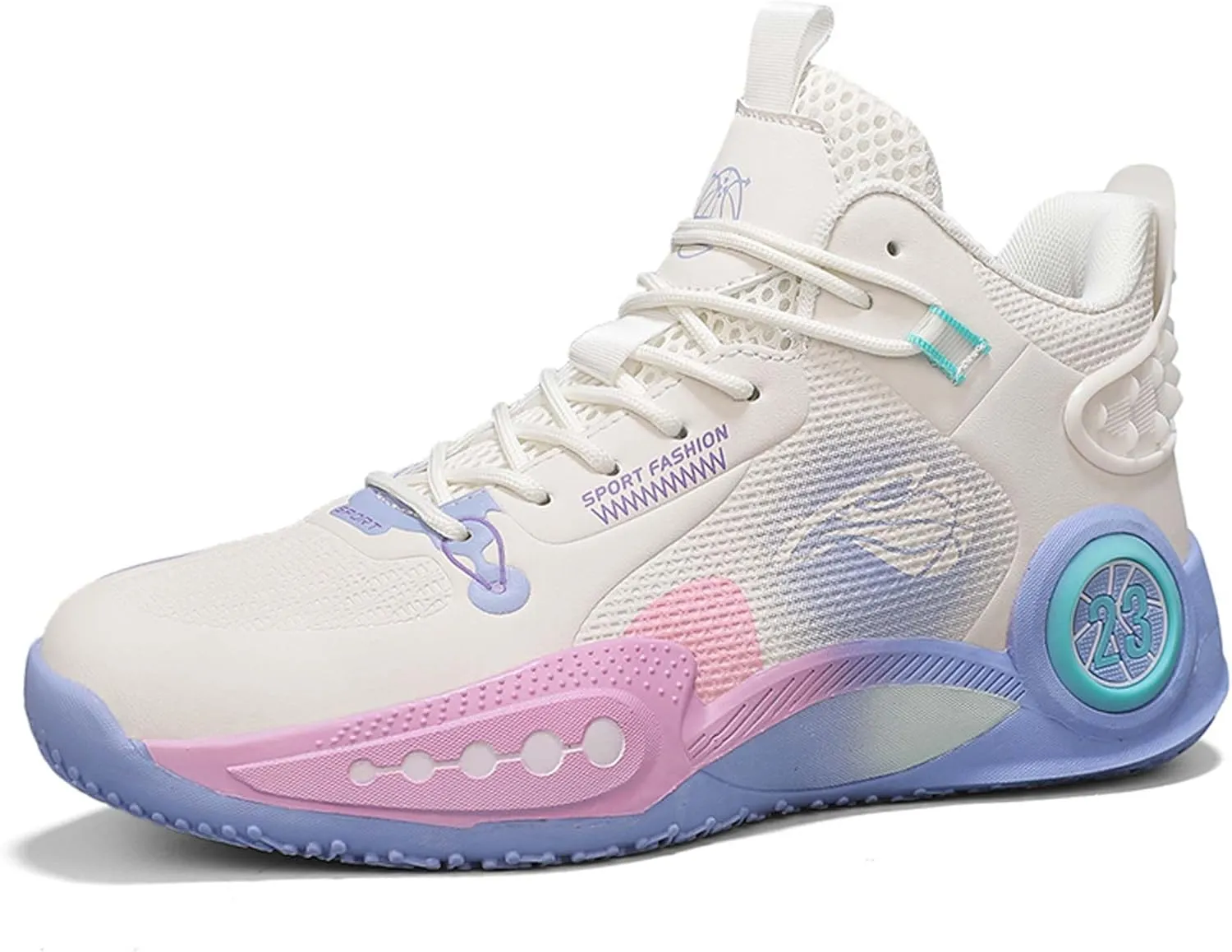 Cool Colored Lace Up Basketball Shoes for Men Women, Comfortable Backpack Hiking Shoes