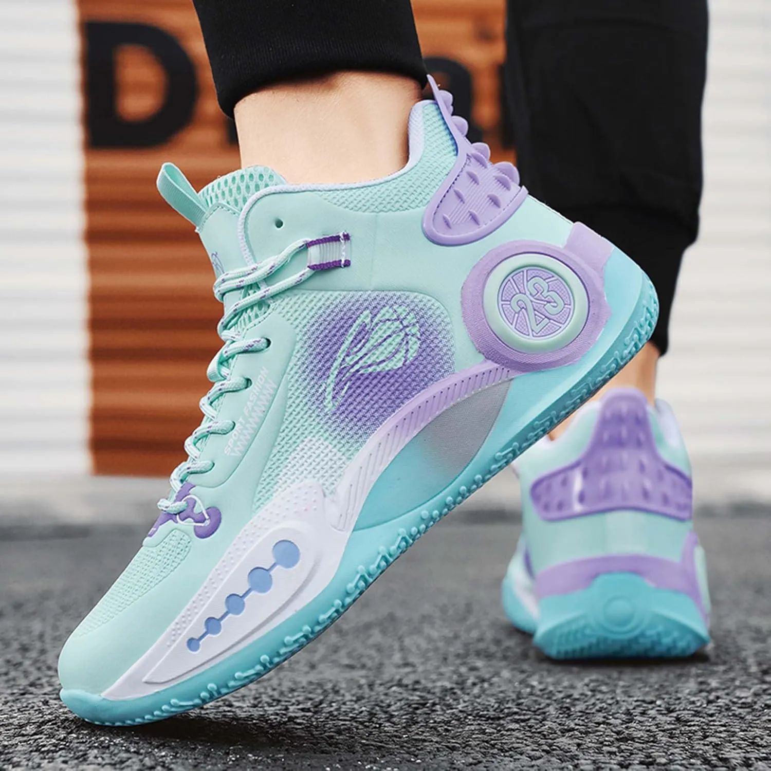 Cool Colored Lace Up Basketball Shoes for Men Women, Comfortable Backpack Hiking Shoes