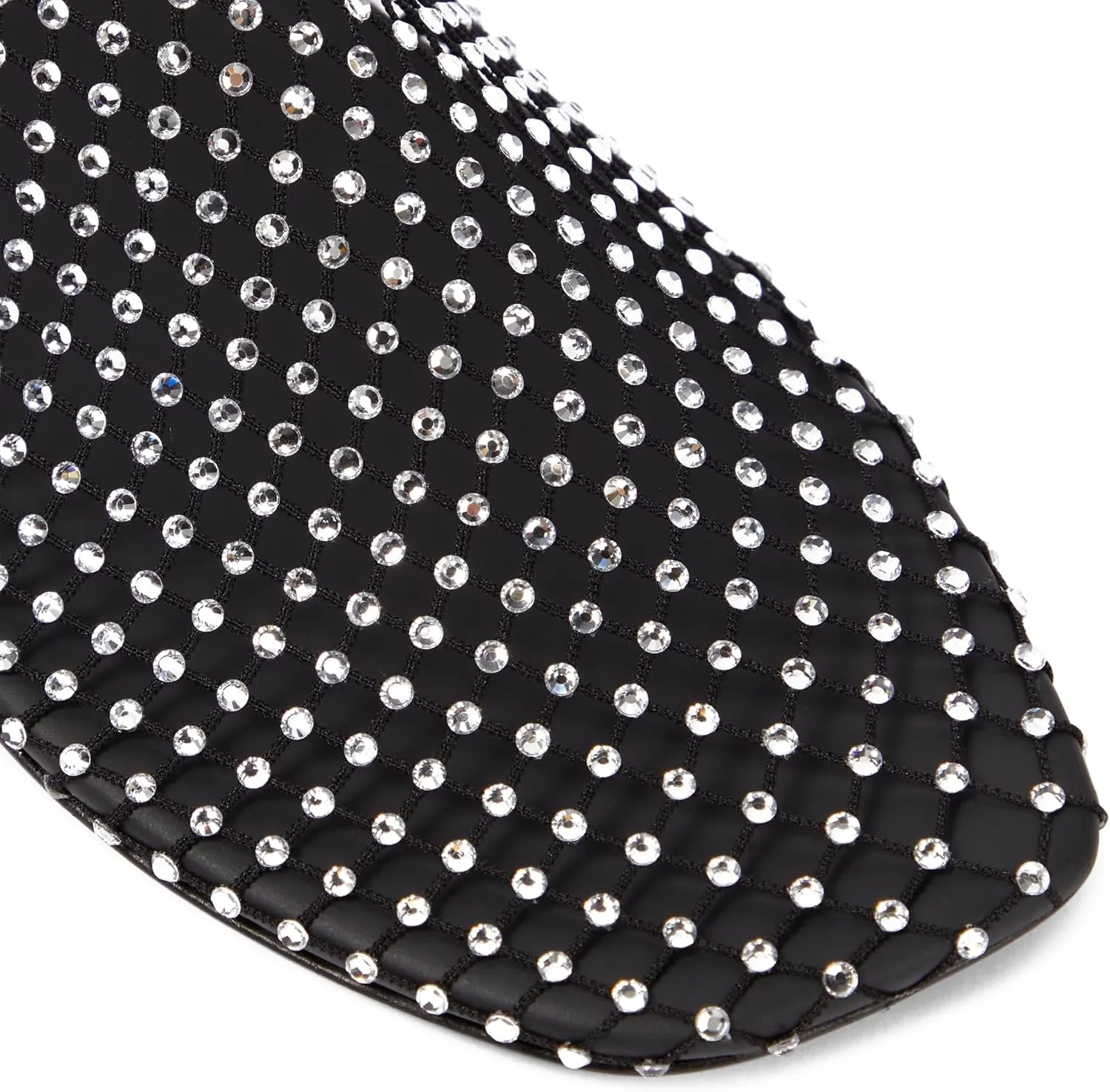 Crystal-Embellished Mesh Flats Square Toe Rhinestone Ballet Flat Slip On Ballerina Shoes Comfort Casual Glitter Flat Shoe for Woman