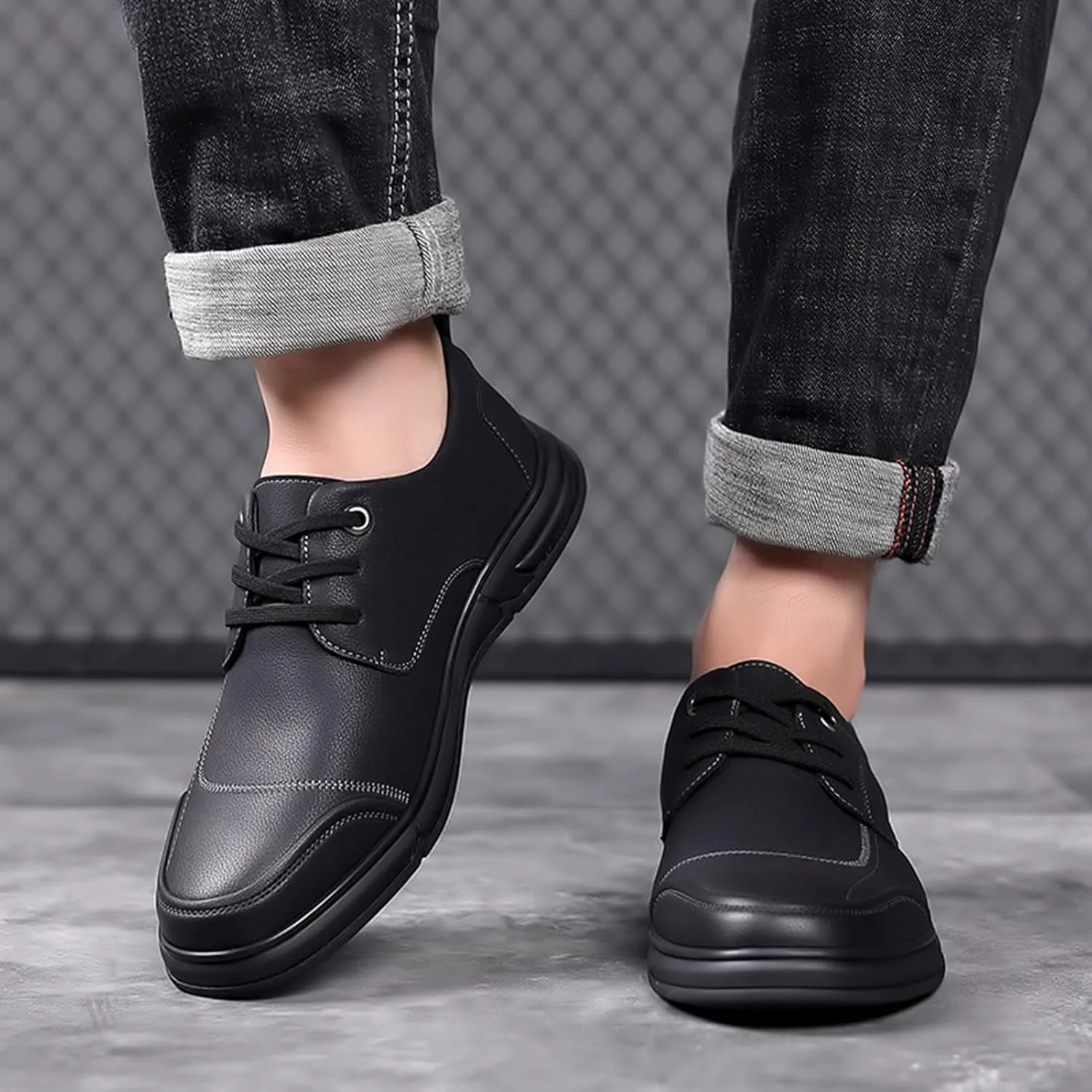 Dress Oxford Shoes for Men Casual Business Oxford Leather Shoes Breathable Casual Tuxedo Leather Shoes