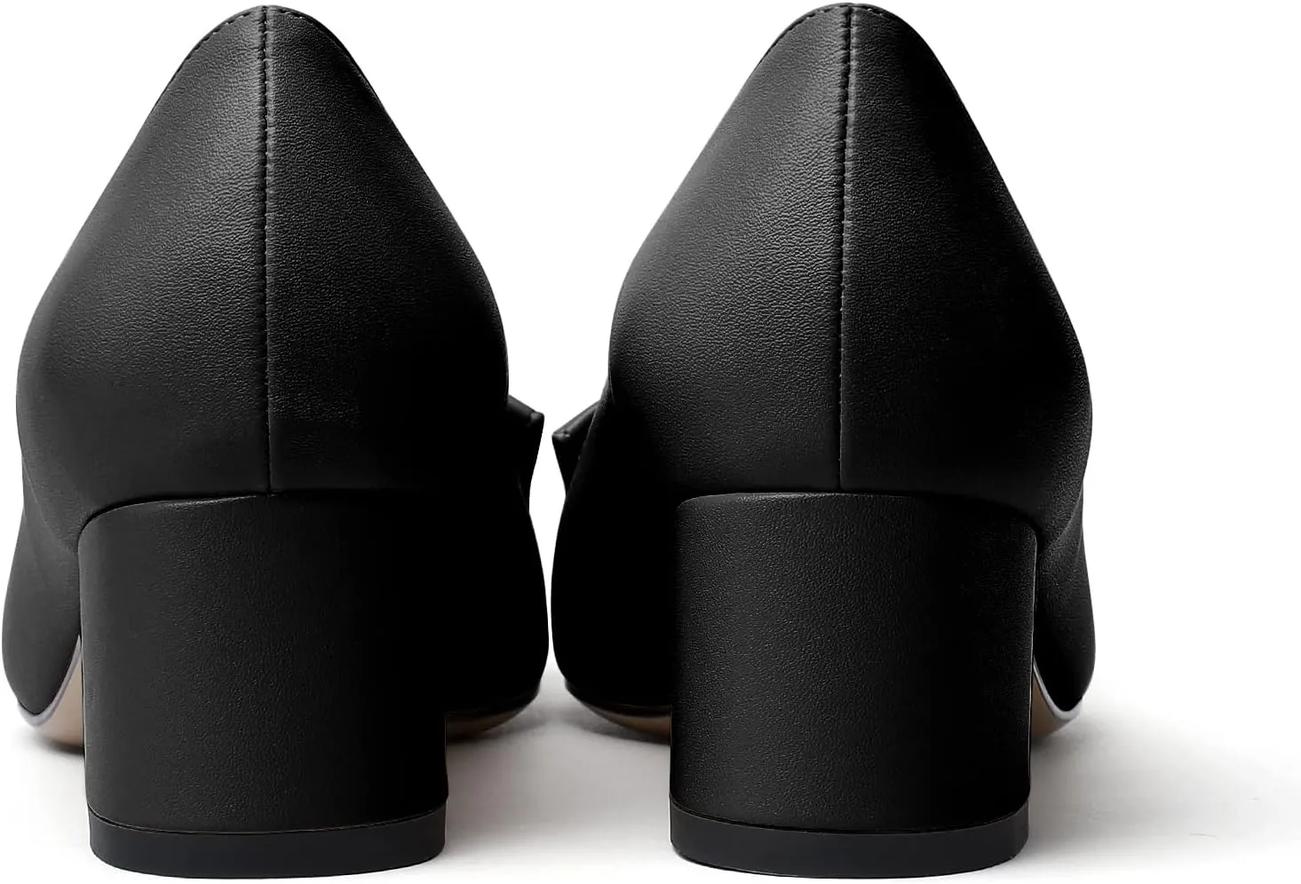 Eldof Block Heels Pumps for Women Pointed Toe Slip on Low Chunky Heeled Bow Heels Classic Low Heel Dress Shoes for Office Wedding Work Evening 2 Inches