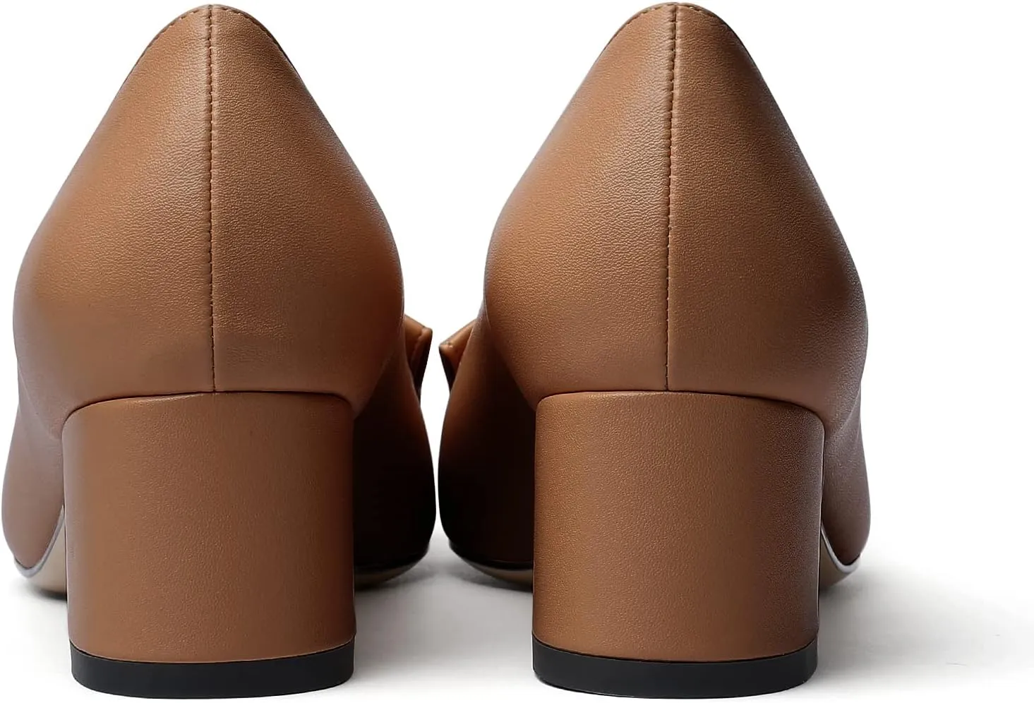 Eldof Block Heels Pumps for Women Pointed Toe Slip on Low Chunky Heeled Bow Heels Classic Low Heel Dress Shoes for Office Wedding Work Evening 2 Inches