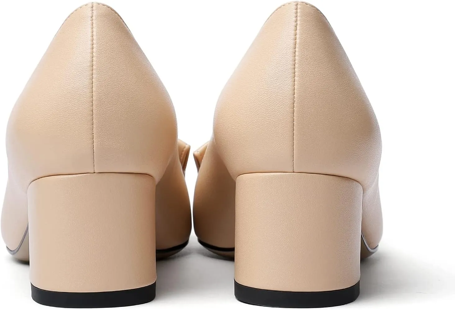 Eldof Block Heels Pumps for Women Pointed Toe Slip on Low Chunky Heeled Bow Heels Classic Low Heel Dress Shoes for Office Wedding Work Evening 2 Inches