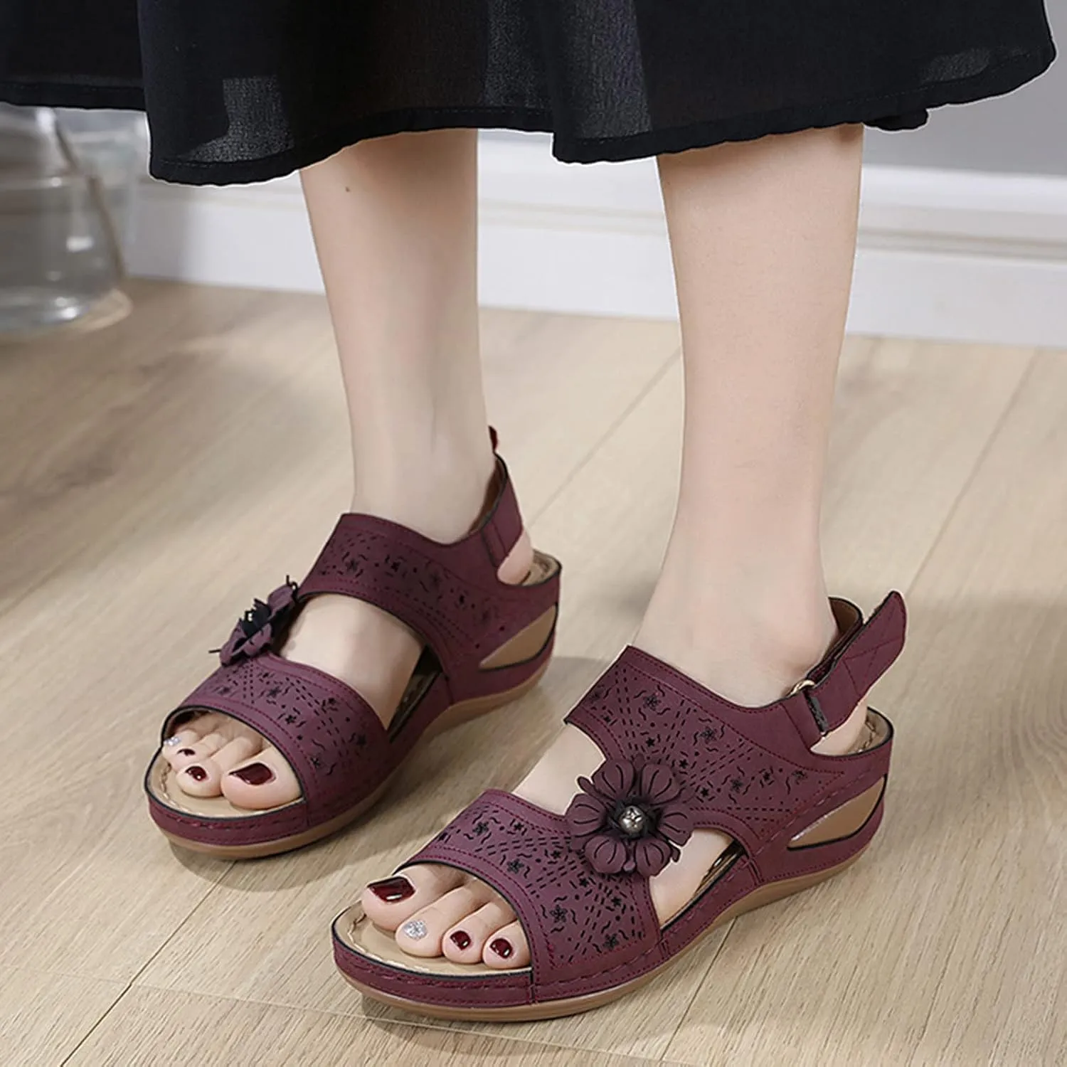 Ergonomic Design Wedge Toe Post Sandals Mitigate Foot Fatigue Comfortable and Functional Shoes Women's Sandals