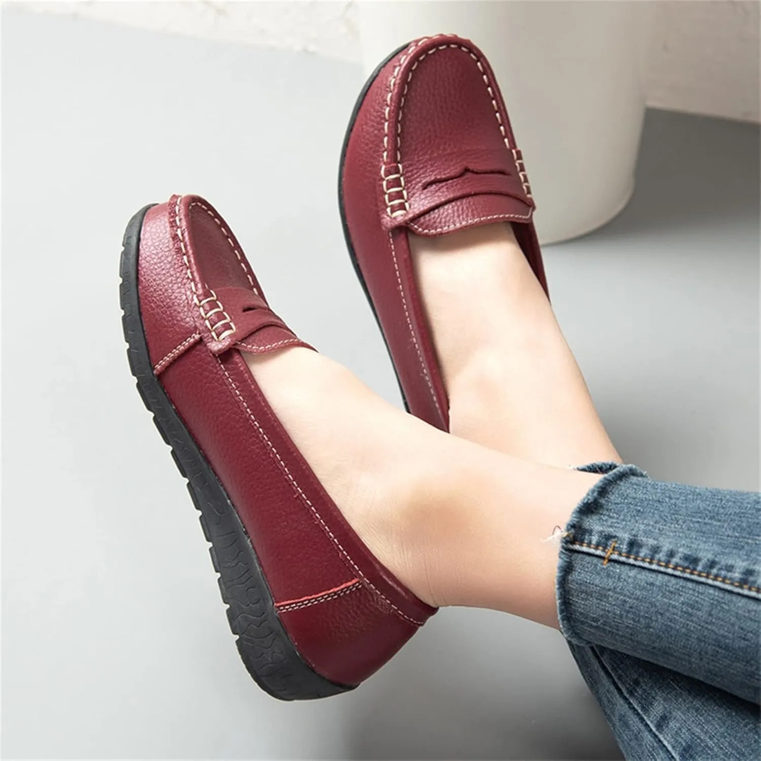 Flats for Womens Comfortable Square Toe Slip on Business Office Work Dress Shoes Ballet Flats with Buckle Strap
