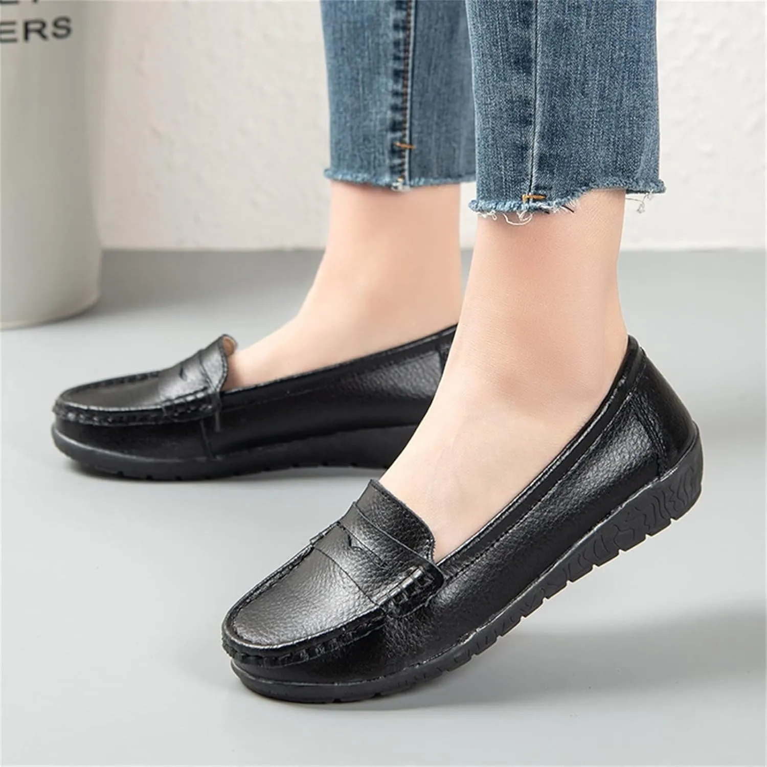 Flats for Womens Comfortable Square Toe Slip on Business Office Work Dress Shoes Ballet Flats with Buckle Strap