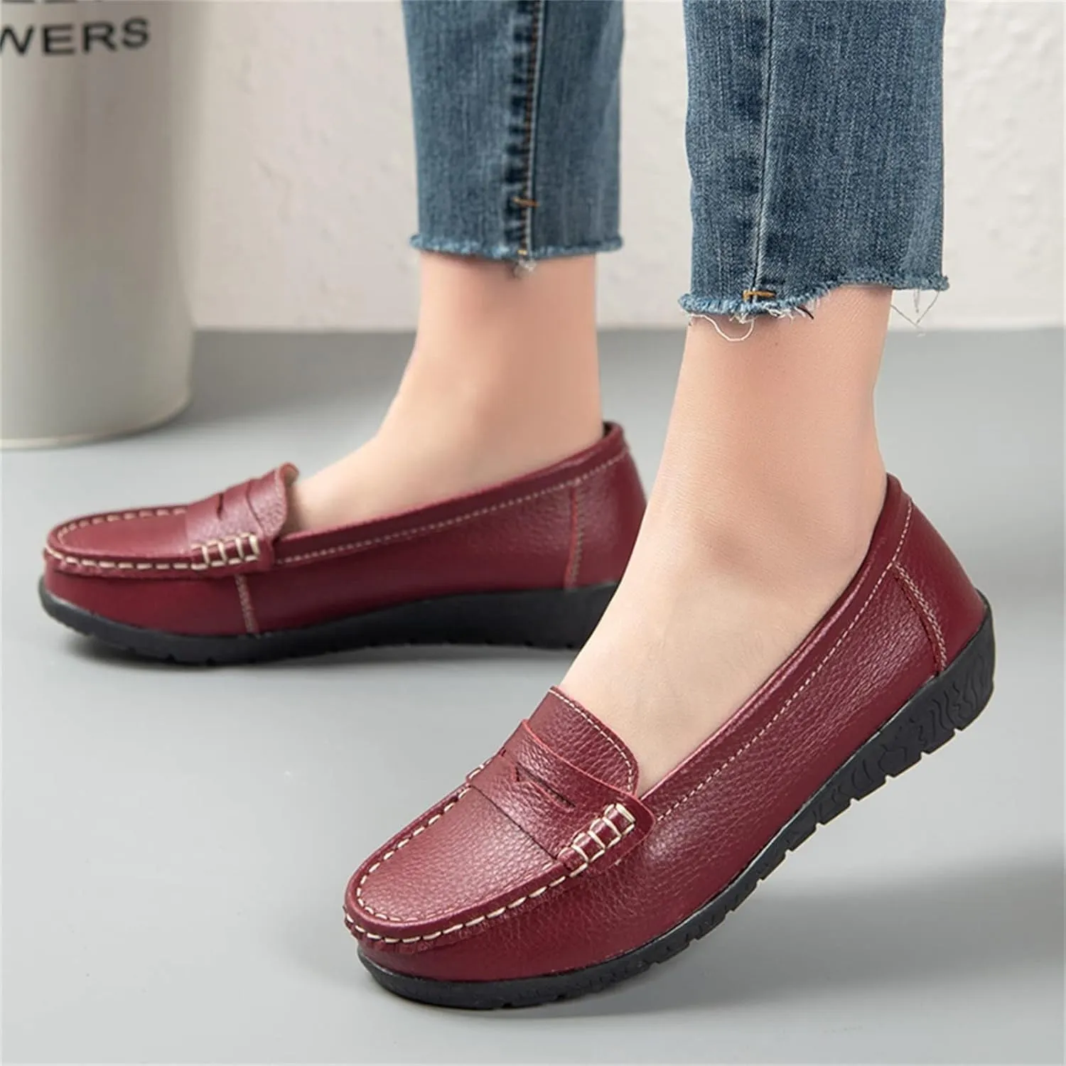 Flats for Womens Comfortable Square Toe Slip on Business Office Work Dress Shoes Ballet Flats with Buckle Strap