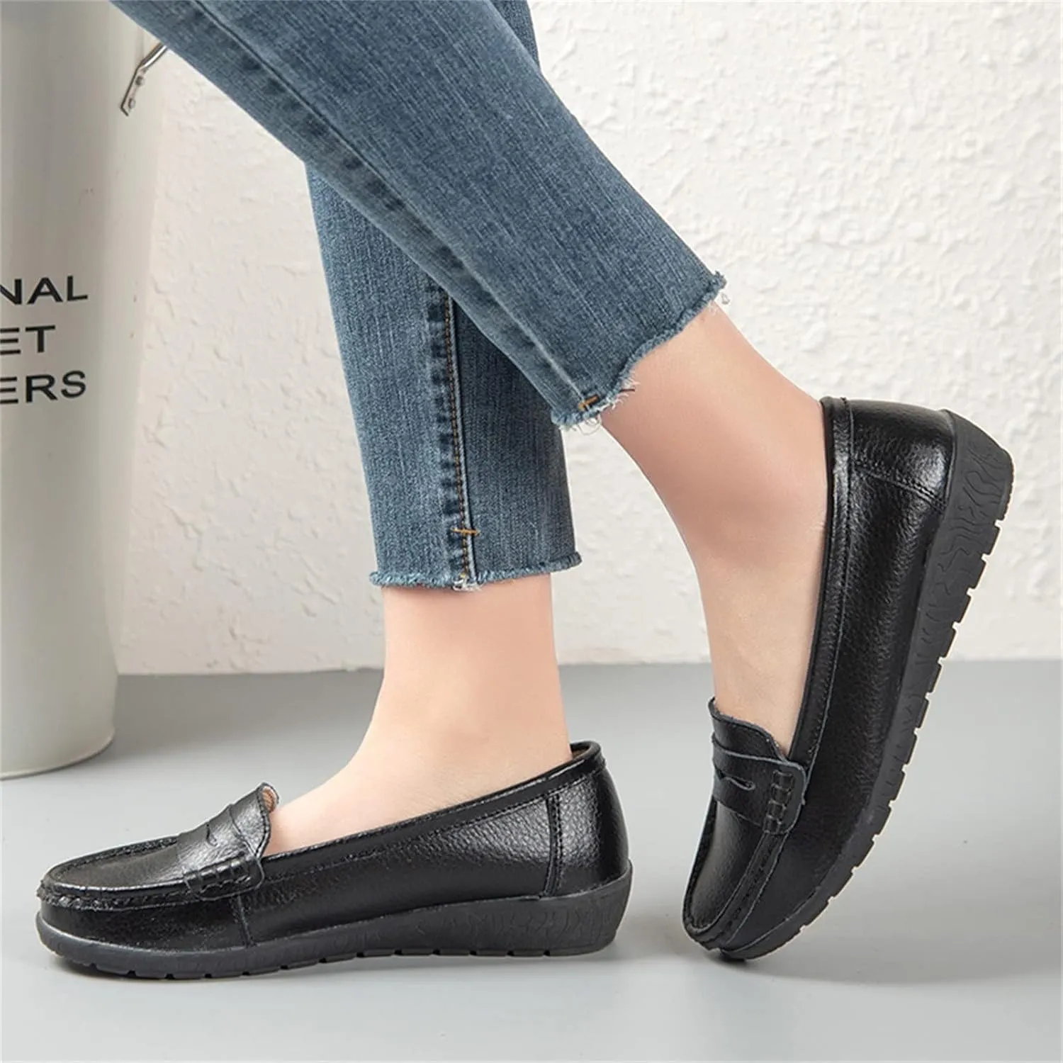 Flats for Womens Comfortable Square Toe Slip on Business Office Work Dress Shoes Ballet Flats with Buckle Strap