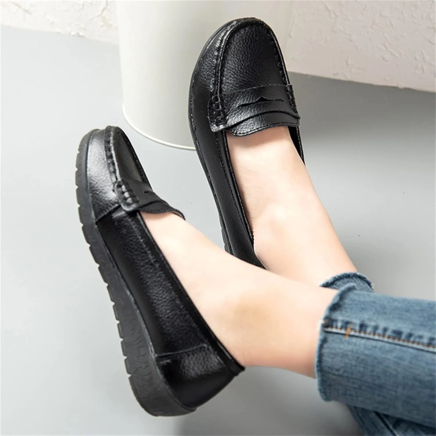 Flats for Womens Comfortable Square Toe Slip on Business Office Work Dress Shoes Ballet Flats with Buckle Strap