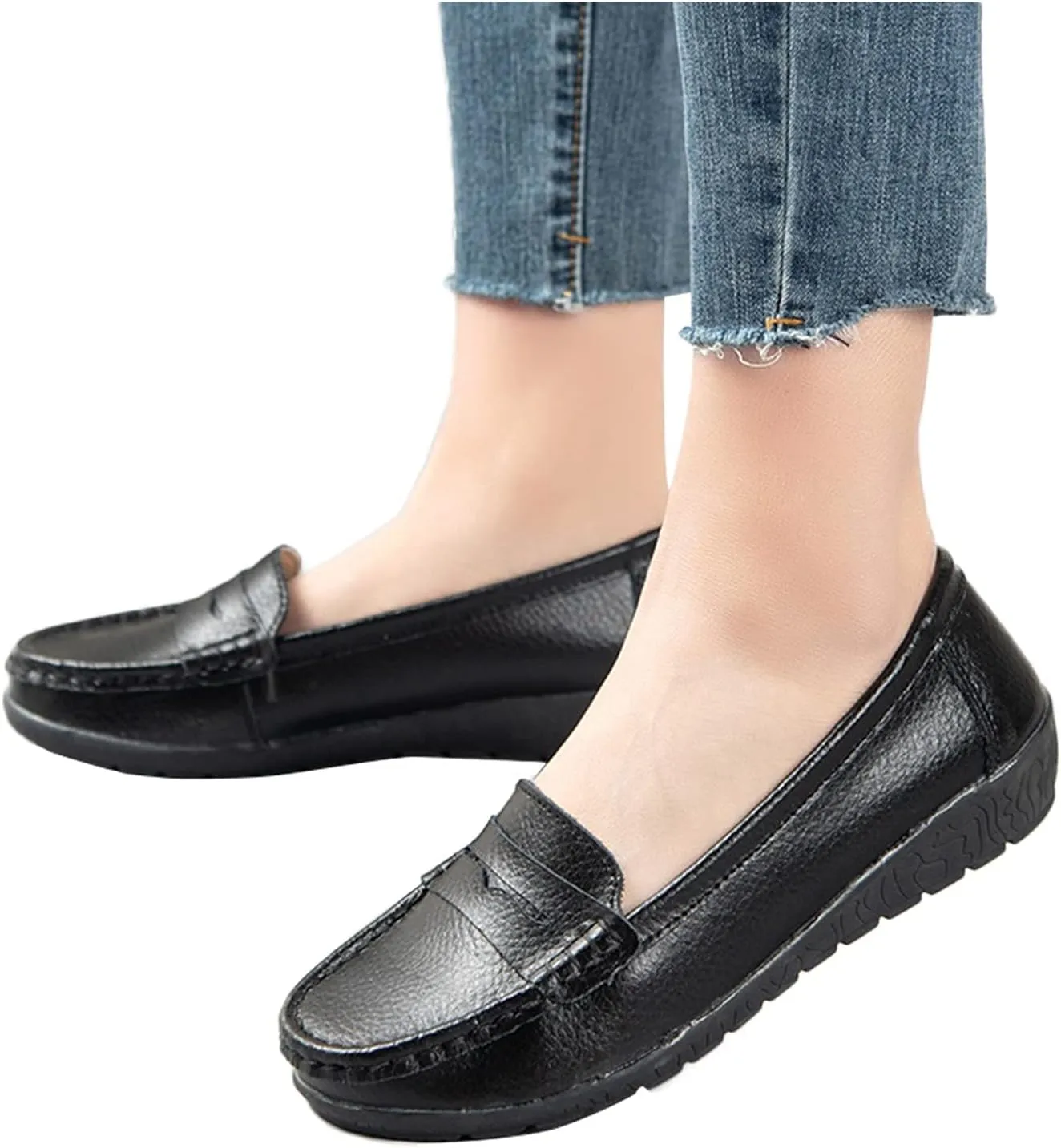 Flats for Womens Comfortable Square Toe Slip on Business Office Work Dress Shoes Ballet Flats with Buckle Strap
