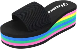 Flip Flops for Women 2025 Summer Beach Wedge Sandals Open Toe Platform Sandals Slip on Outdoor Slippers