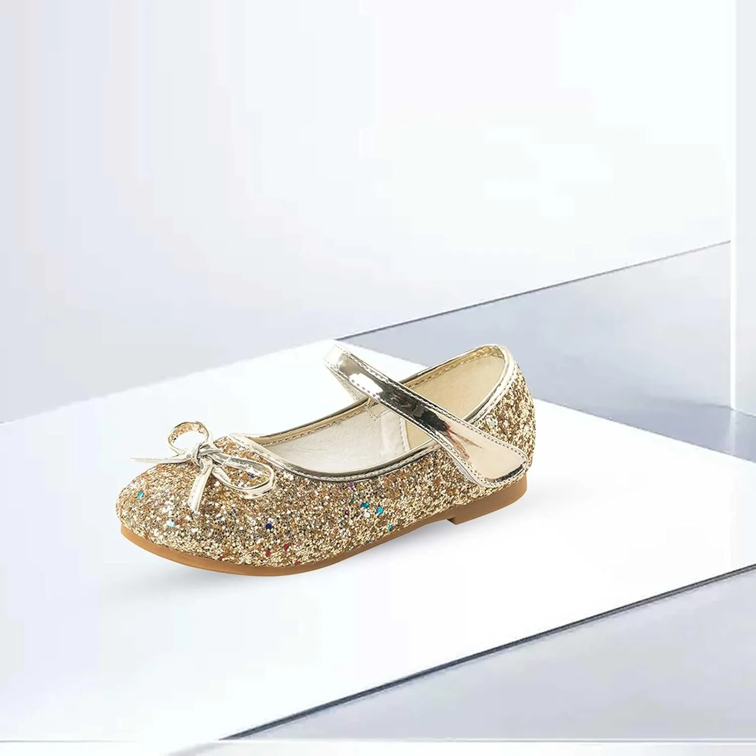 Flower Girl Dress Shoes Rhinestones Bow Mary Jane Ballet Flats for Girls Wedding Party Toddler Kids Shoes