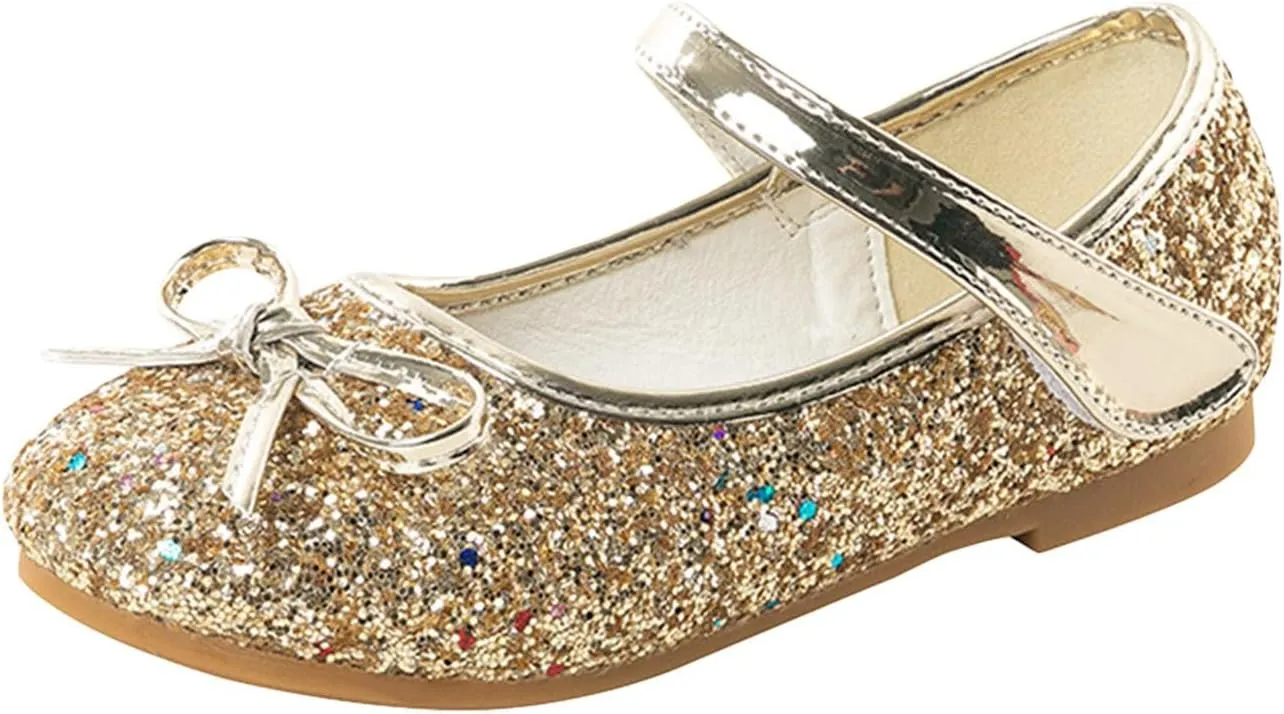Flower Girl Dress Shoes Rhinestones Bow Mary Jane Ballet Flats for Girls Wedding Party Toddler Kids Shoes