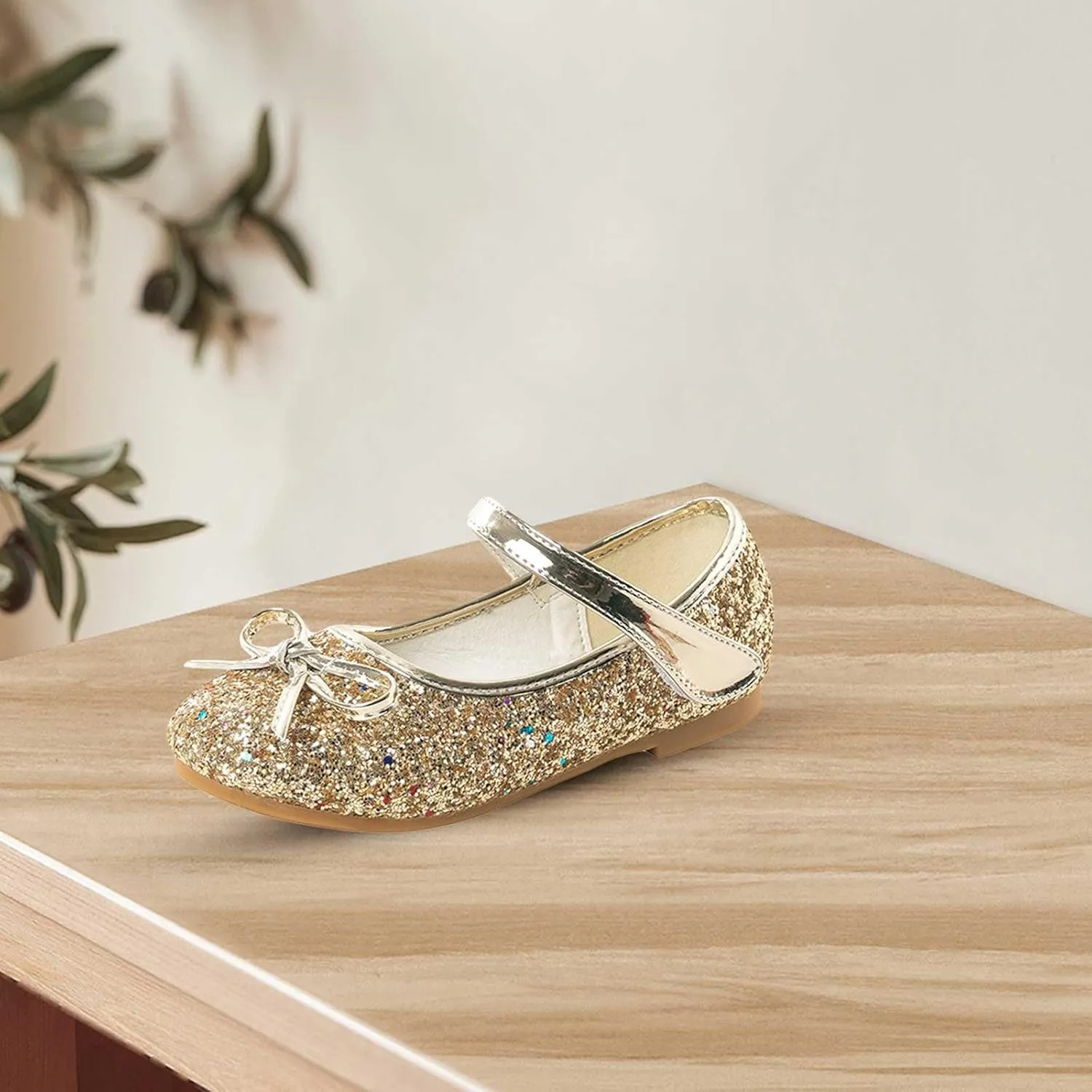 Flower Girl Dress Shoes Rhinestones Bow Mary Jane Ballet Flats for Girls Wedding Party Toddler Kids Shoes