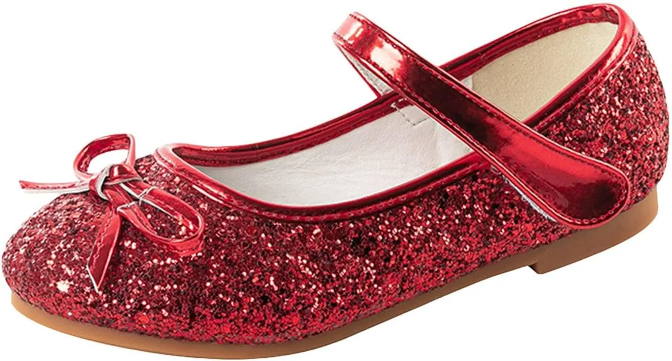 Flower Girl Dress Shoes Rhinestones Bow Mary Jane Ballet Flats for Girls Wedding Party Toddler Kids Shoes