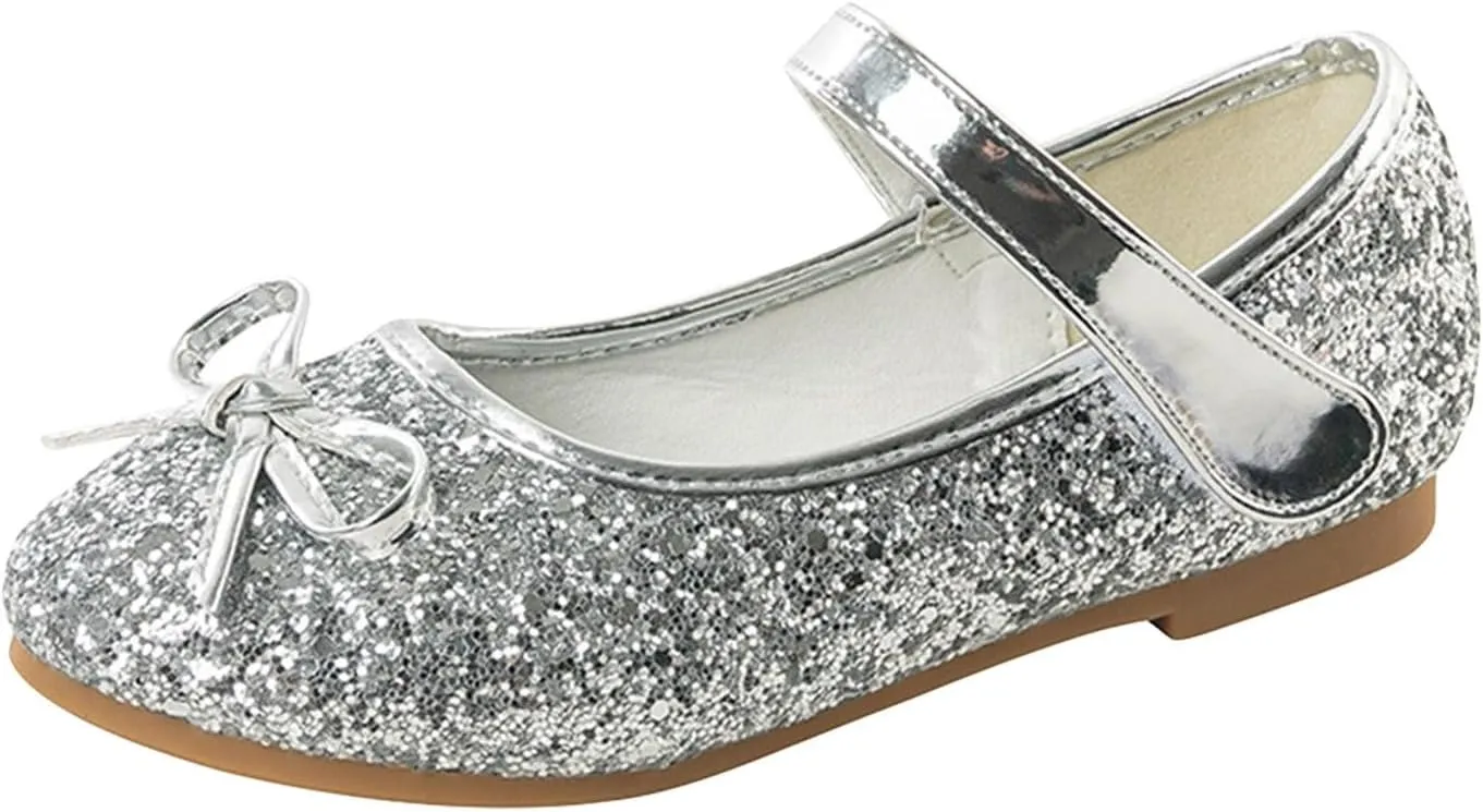 Flower Girl Dress Shoes Rhinestones Bow Mary Jane Ballet Flats for Girls Wedding Party Toddler Kids Shoes