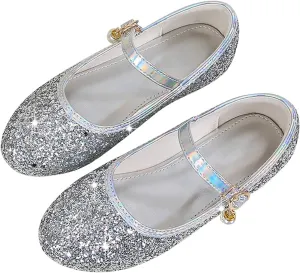 Flower Girls Dress Shoes Glitter Ballet Flat for Toddler Wedding Pary School Fashion Buckle Mary Jane Slippers Kids