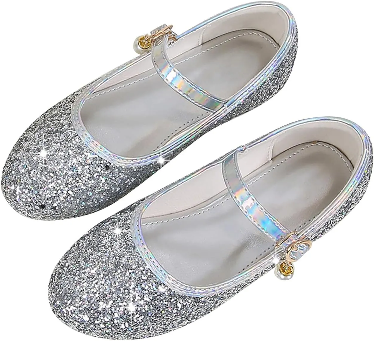 Flower Girls Dress Shoes Glitter Ballet Flat for Toddler Wedding Pary School Fashion Buckle Mary Jane Slippers Kids