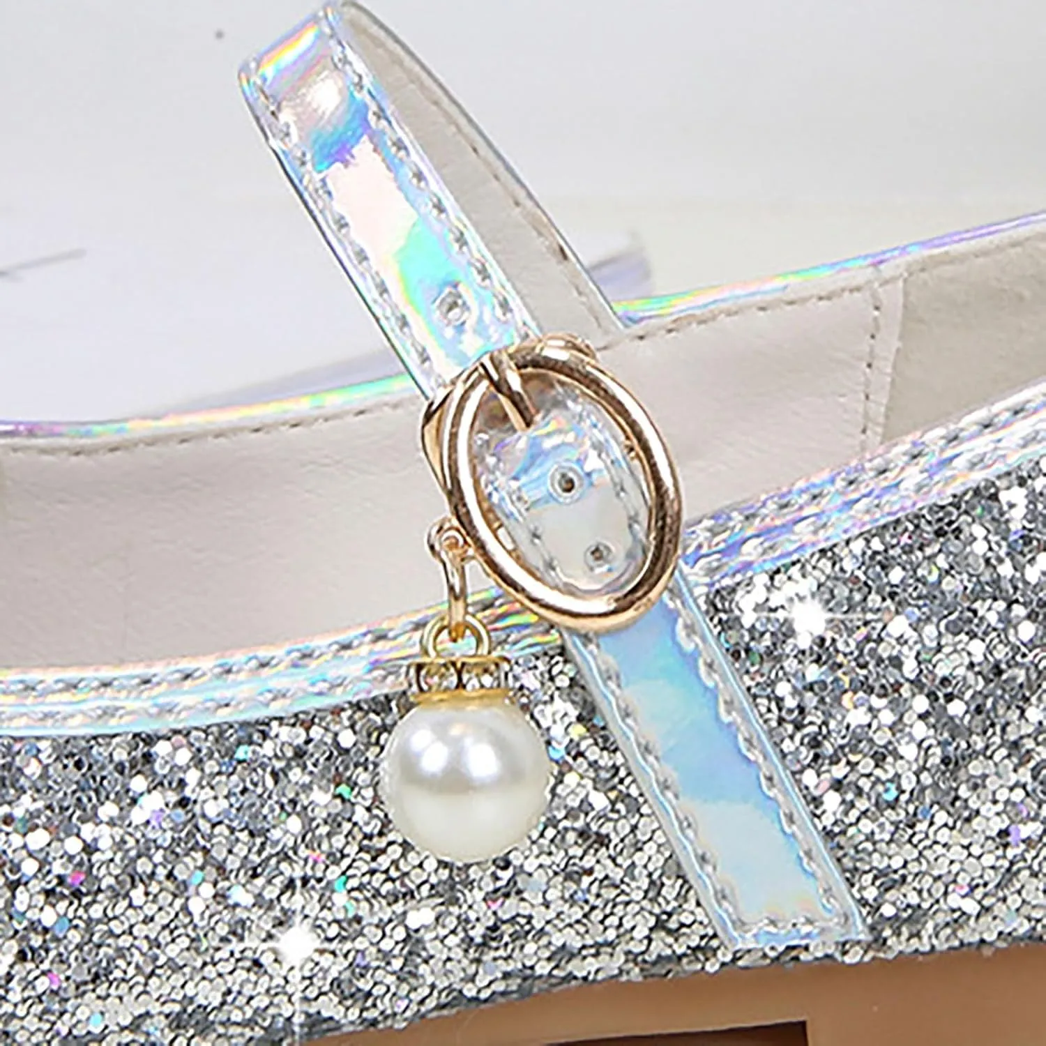 Flower Girls Dress Shoes Glitter Ballet Flat for Toddler Wedding Pary School Fashion Buckle Mary Jane Slippers Kids