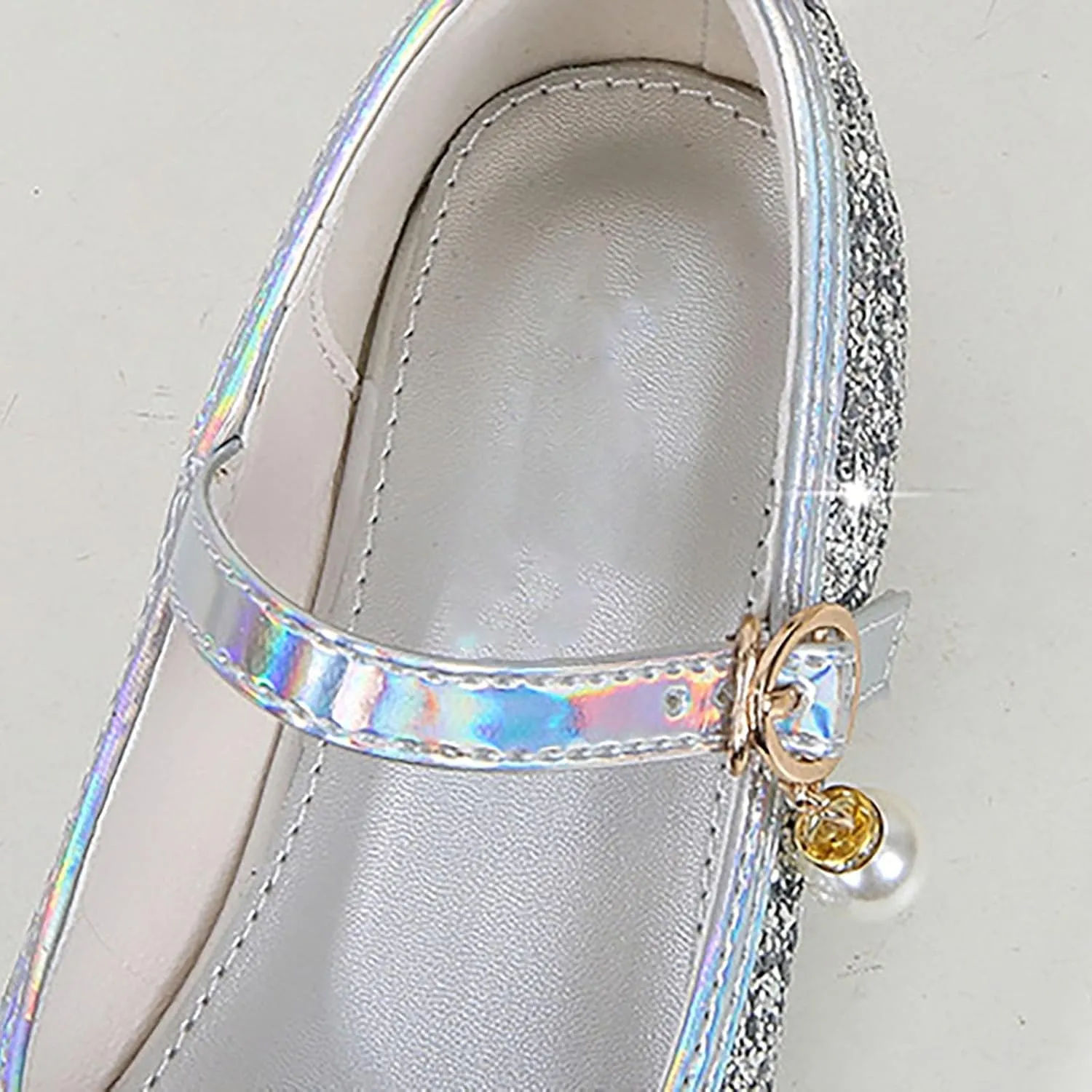 Flower Girls Dress Shoes Glitter Ballet Flat for Toddler Wedding Pary School Fashion Buckle Mary Jane Slippers Kids