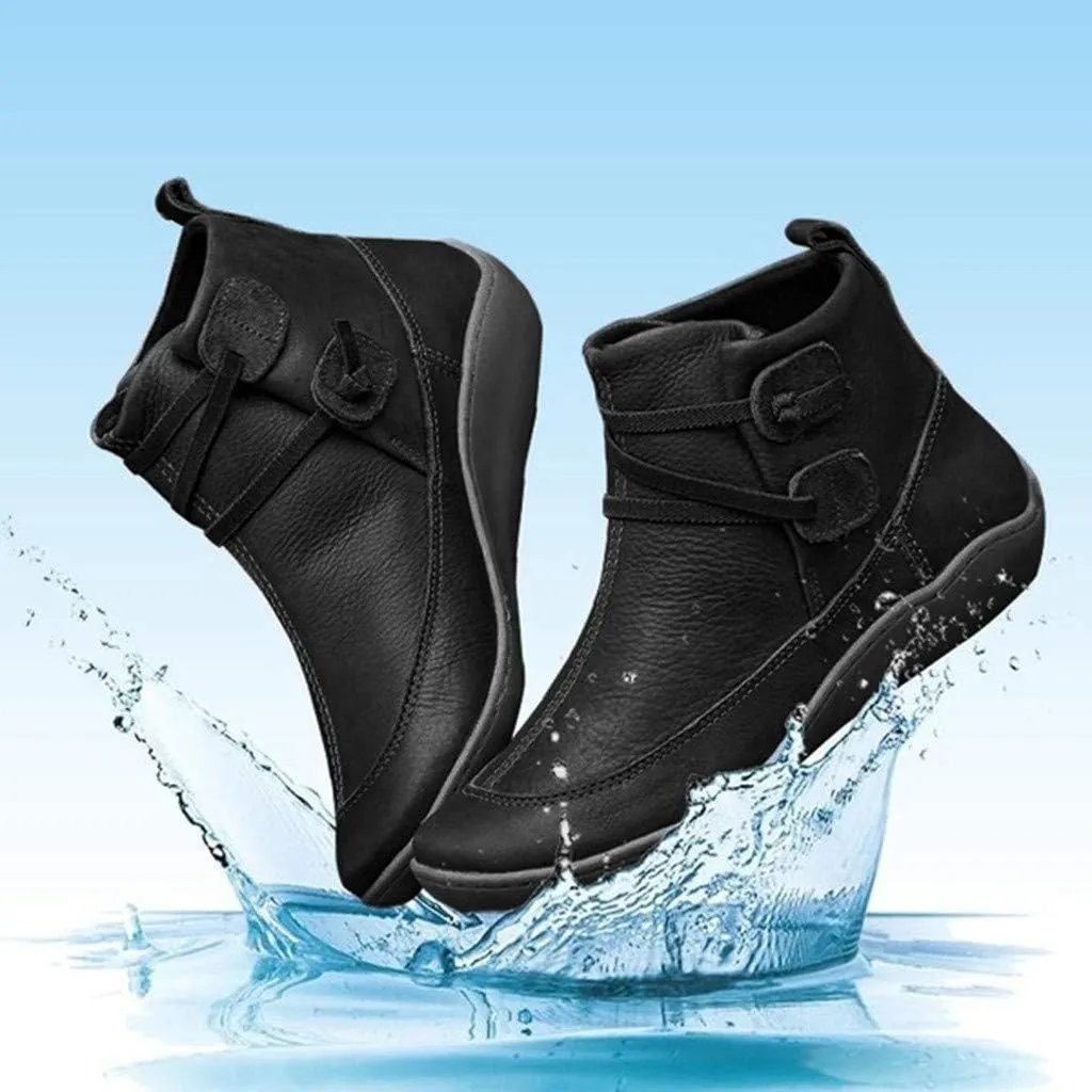 Gibobby Ankle Booties for Women No Heel,Casual Shoes Ankle Boots Round Toe Flat Retro Boots Side Zipper Booties