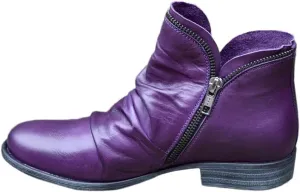 Gibobby Boots for Womens Low Heel Boots Pointed Toe Stacked Mid Heel Ankle Boots V Cut Back Zipper Booties