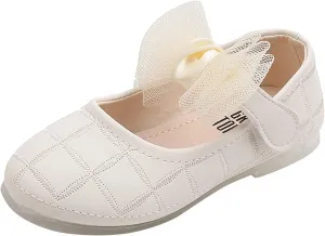 Girl's Bow Mary Jane Dress Shoes Flower Girl Shoes Ballet Flats for Party Wedding School Dress Shoes for Little Girls