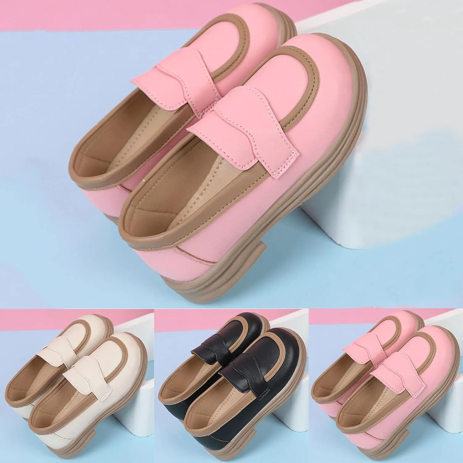 Girls Dress Shoes Chunky Loafers for Girl Platform Loafers School Uniform Slip On Shoes Toddler Girls Shoes