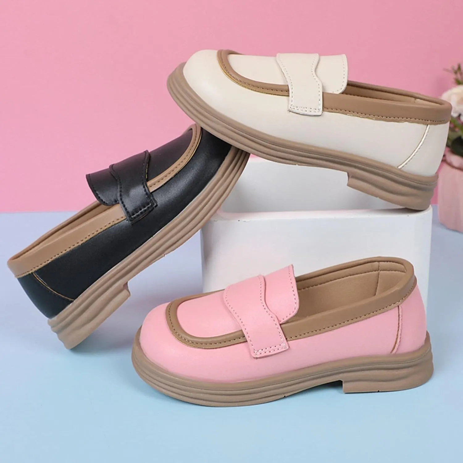 Girls Dress Shoes Chunky Loafers for Girl Platform Loafers School Uniform Slip On Shoes Toddler Girls Shoes