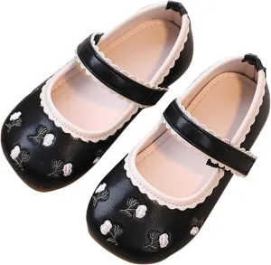Girls Infant Mary Jane Ballet Soft Flat Toddler Big Kids Dress Comfortable Round Toe Floral Embroidery Shoes