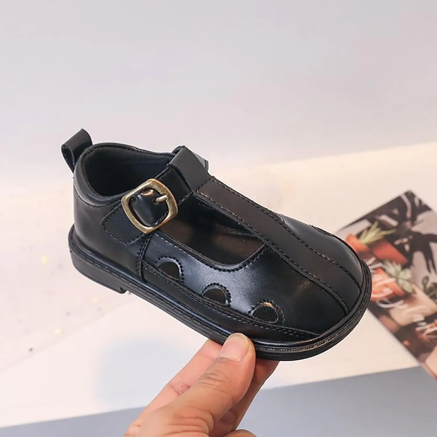 Girls Leather Closed Toe Hollow Sandals Mary Jane Ballet Flat𝘀 Dress Shoes Toddler School Par𝘁y Princess Shoes