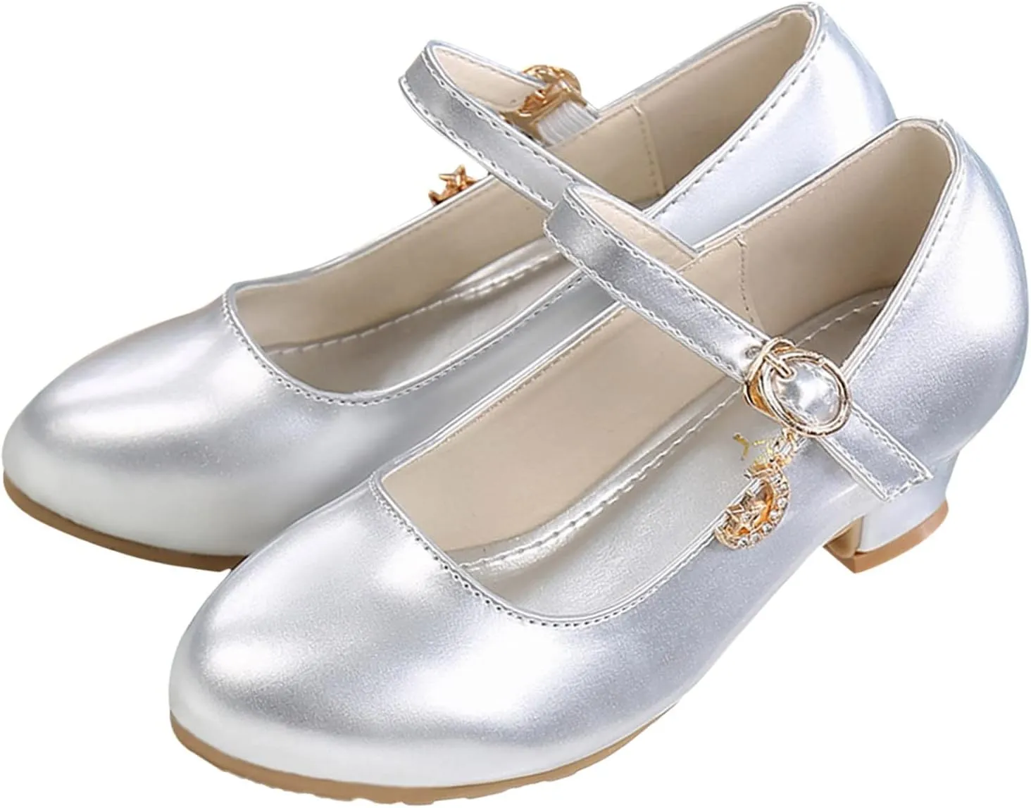 Girls Low Heels Dress Shoes with Ankle Strap Mary Jane School Wedding Par𝘁y Pump Shoes for Girl Sneaker 10