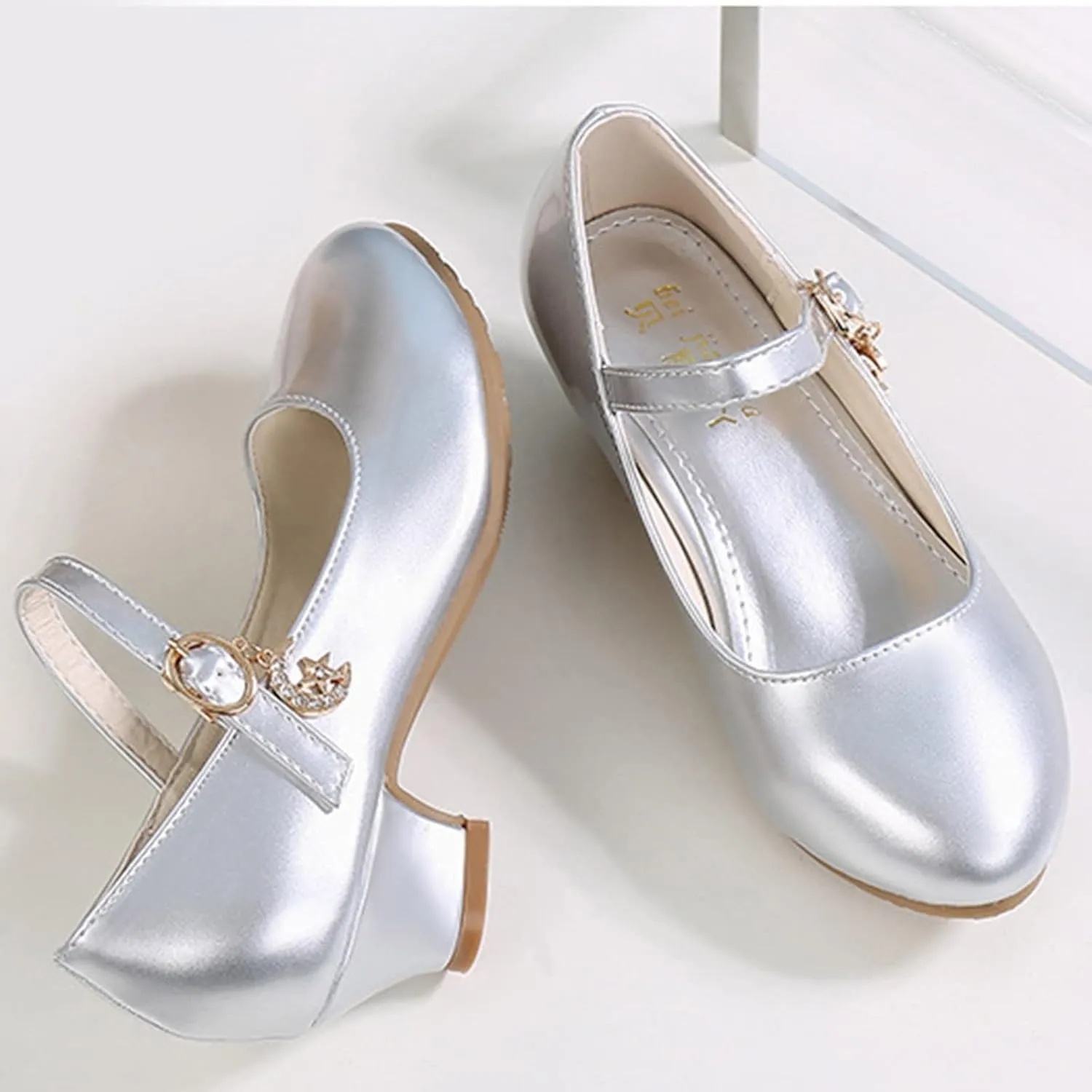 Girls Low Heels Dress Shoes with Ankle Strap Mary Jane School Wedding Par𝘁y Pump Shoes for Girl Sneaker 10