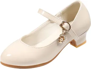 Girls Low Heels Dress Shoes with Ankle Strap Mary Jane School Wedding Par𝘁y Pump Shoes for Girl Sneaker 10
