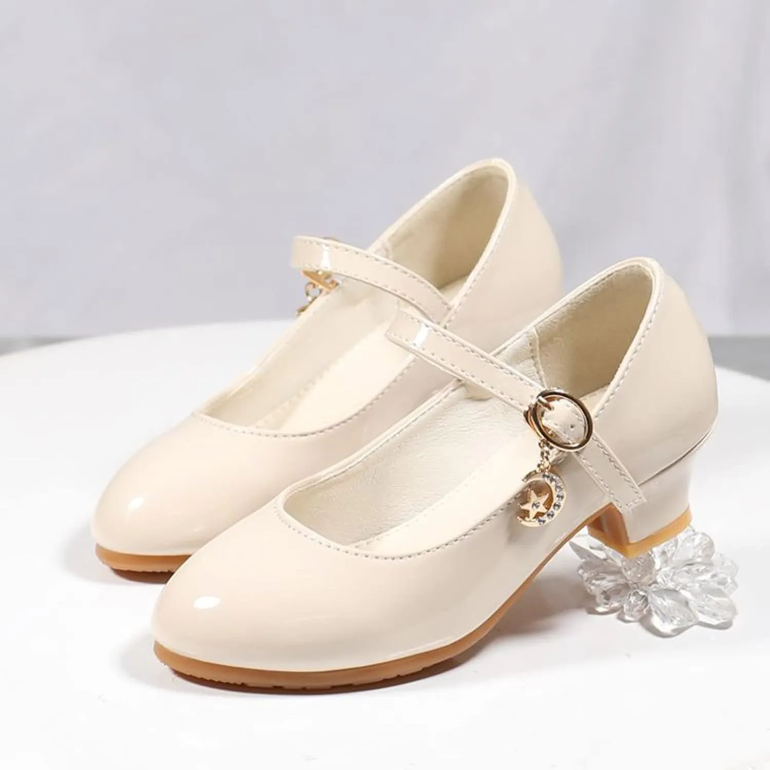 Girls Low Heels Dress Shoes with Ankle Strap Mary Jane School Wedding Par𝘁y Pump Shoes for Girl Sneaker 10