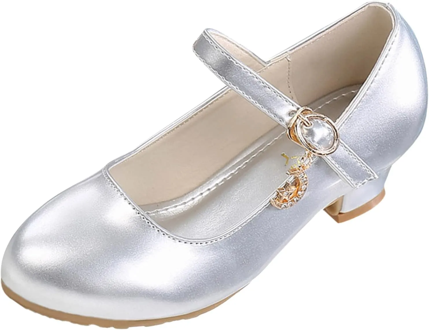 Girls Low Heels Dress Shoes with Ankle Strap Mary Jane School Wedding Par𝘁y Pump Shoes for Girl Sneaker 10