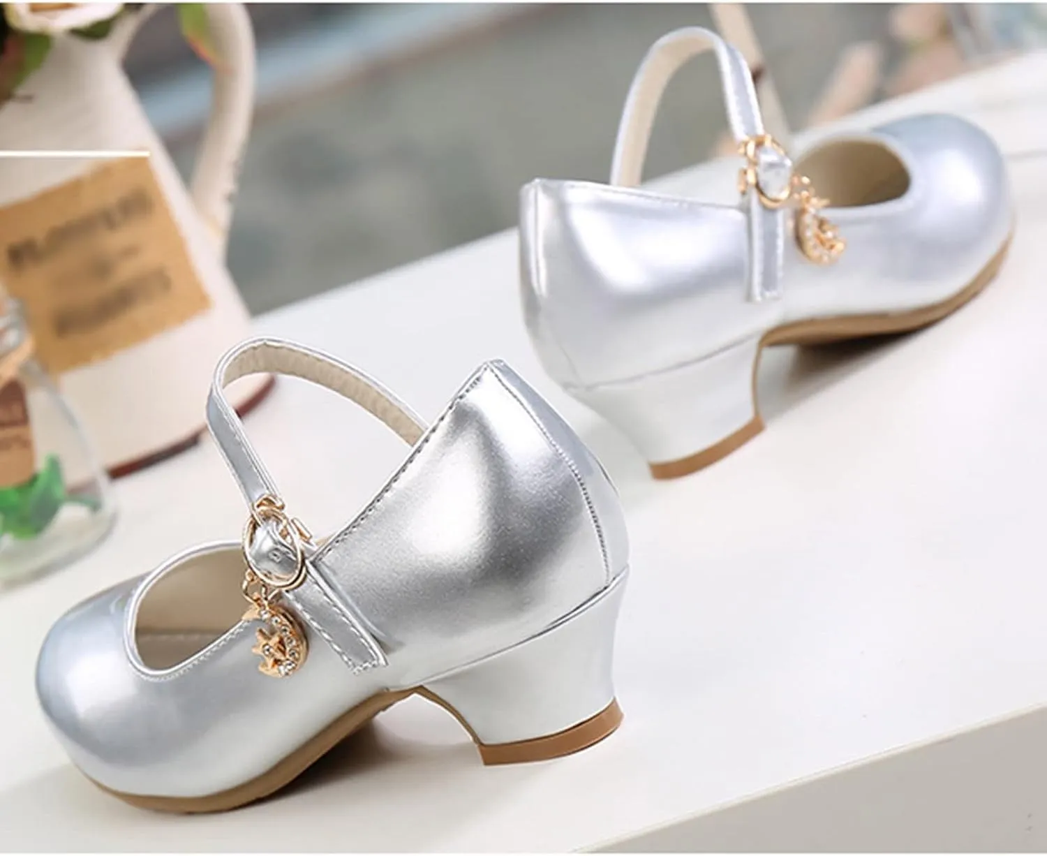 Girls Low Heels Dress Shoes with Ankle Strap Mary Jane School Wedding Par𝘁y Pump Shoes for Girl Sneaker 10
