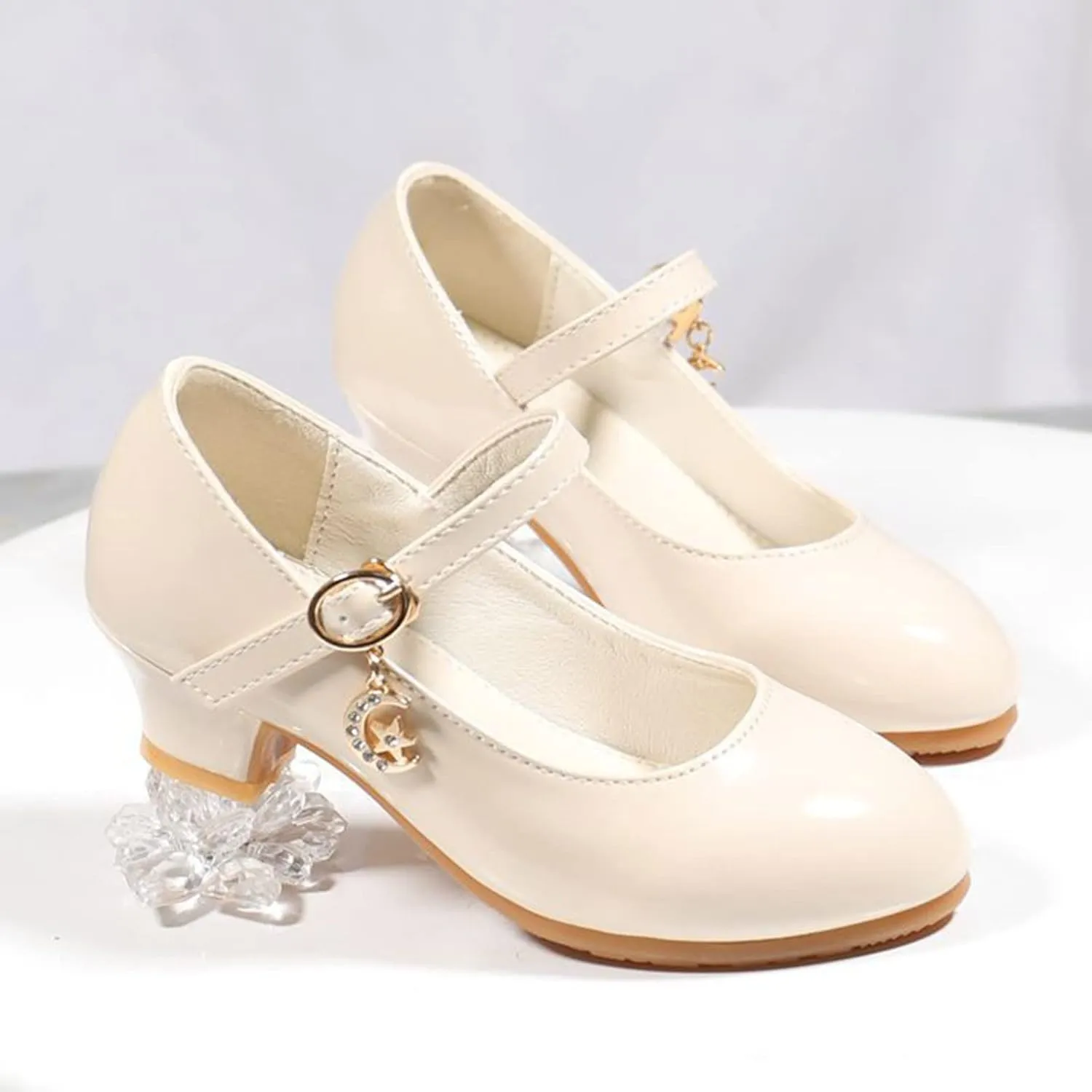 Girls Low Heels Dress Shoes with Ankle Strap Mary Jane School Wedding Par𝘁y Pump Shoes for Girl Sneaker 10